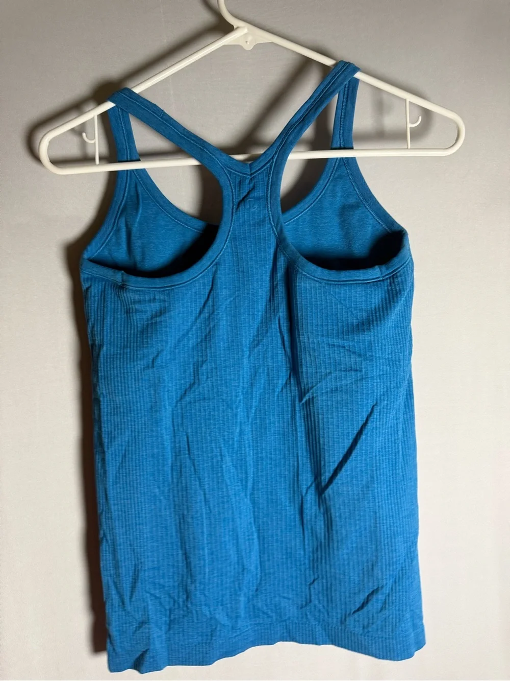 Lululemon Blue Ribbed Racerback Tank Top Size 6 Built-In Bra Athletic Yoga